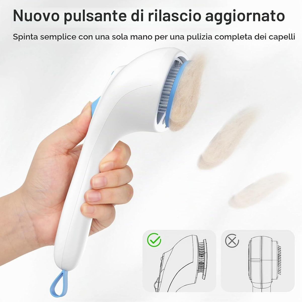 Spazzola a Vapore per Gatti E Cani Con Pulsante Di Rilascio, [Design Ultra-Silenzioso/Manico Ergonomico] Spazzola a Vapore Ricaricabile per Animali Domestici,Spazzola per Gatti, Cani Conigli