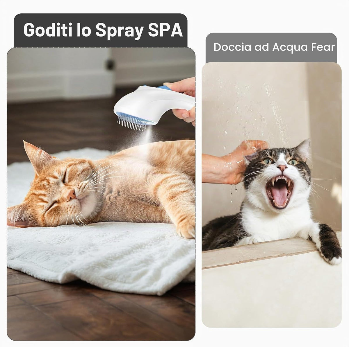 Spazzola a Vapore per Gatti E Cani Con Pulsante Di Rilascio, [Design Ultra-Silenzioso/Manico Ergonomico] Spazzola a Vapore Ricaricabile per Animali Domestici,Spazzola per Gatti, Cani Conigli