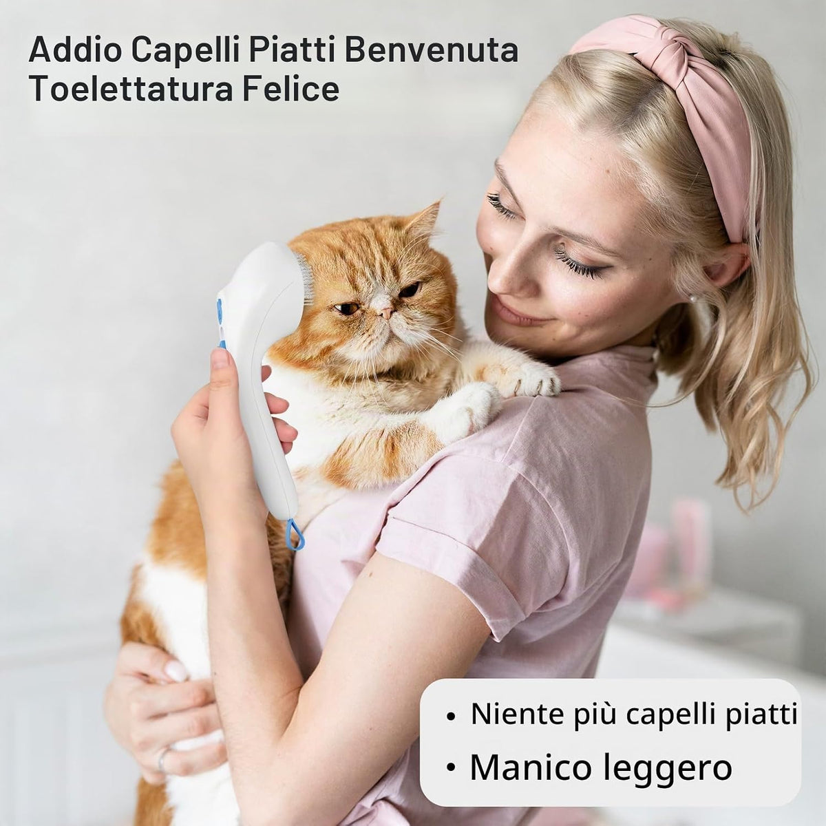 Spazzola a Vapore per Gatti E Cani Con Pulsante Di Rilascio, [Design Ultra-Silenzioso/Manico Ergonomico] Spazzola a Vapore Ricaricabile per Animali Domestici,Spazzola per Gatti, Cani Conigli