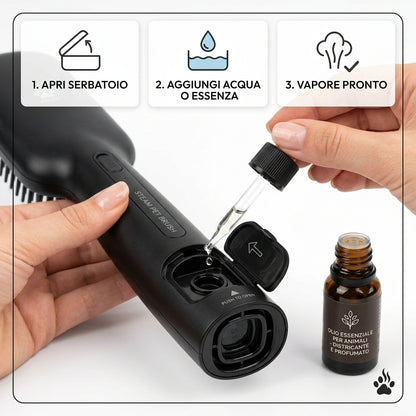 Revyra™ SteamBrush 2.0 – Spazzola a Vapore per Cani e Gatti