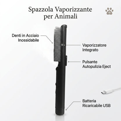 Revyra™ SteamBrush 2.0 – Spazzola a Vapore per Cani e Gatti