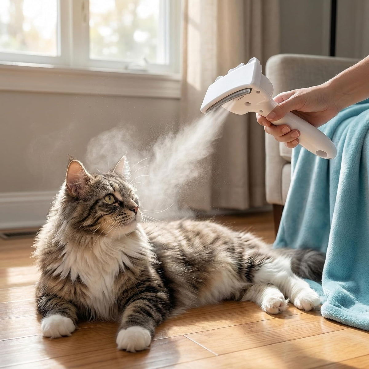 Spazzola a Vapore per Gatti E Cani, Spazzola a Vapore Ricaricabile per Animali Domestici, Cardatore per Peli Lunghi E Corti Gatto Cane