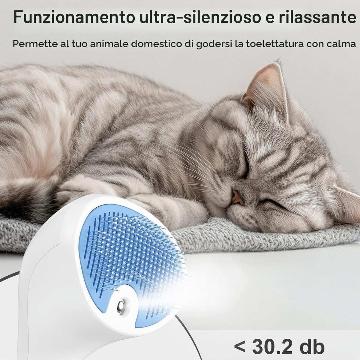 Spazzola a Vapore per Gatti E Cani Con Pulsante Di Rilascio, [Design Ultra-Silenzioso/Manico Ergonomico] Spazzola a Vapore Ricaricabile per Animali Domestici,Spazzola per Gatti, Cani Conigli