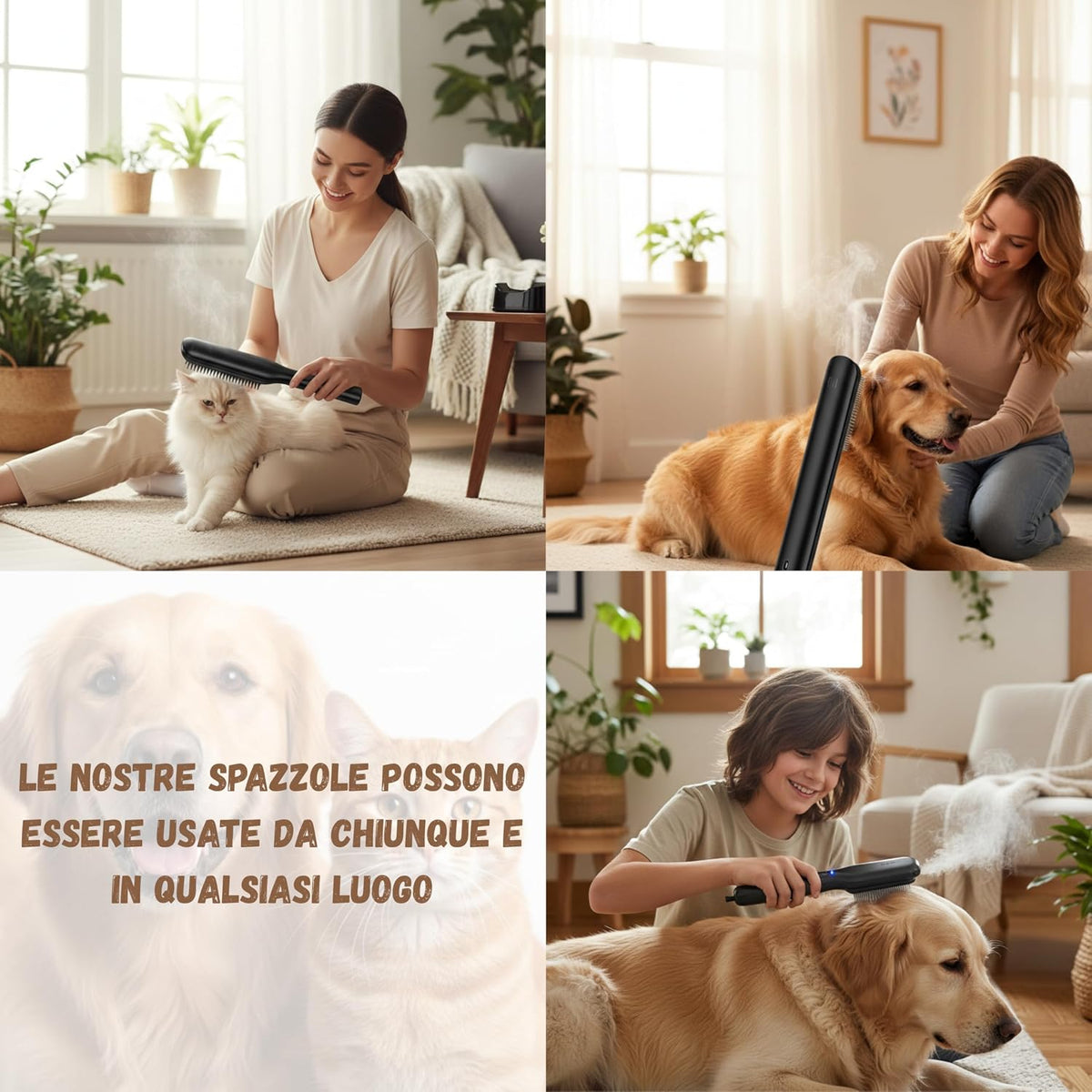 Spazzola a Vapore per Cani E Gatti Toelettatura Animali Domestici Ricarica USB Autopulente Serbatoio Acqua Idea Regalo