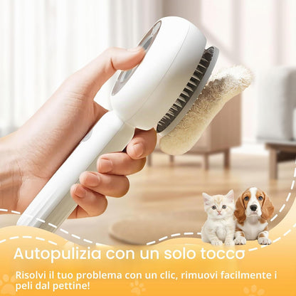Spazzola a Vapore per Gatti E Cani 4 in 1, Multifunzionale Spazzola per Cura Degli Animali, Vaporosa per Gatto Cani Capelli Lunghi/Corti, Utilizzato per Massaggi E Cure, Bianco