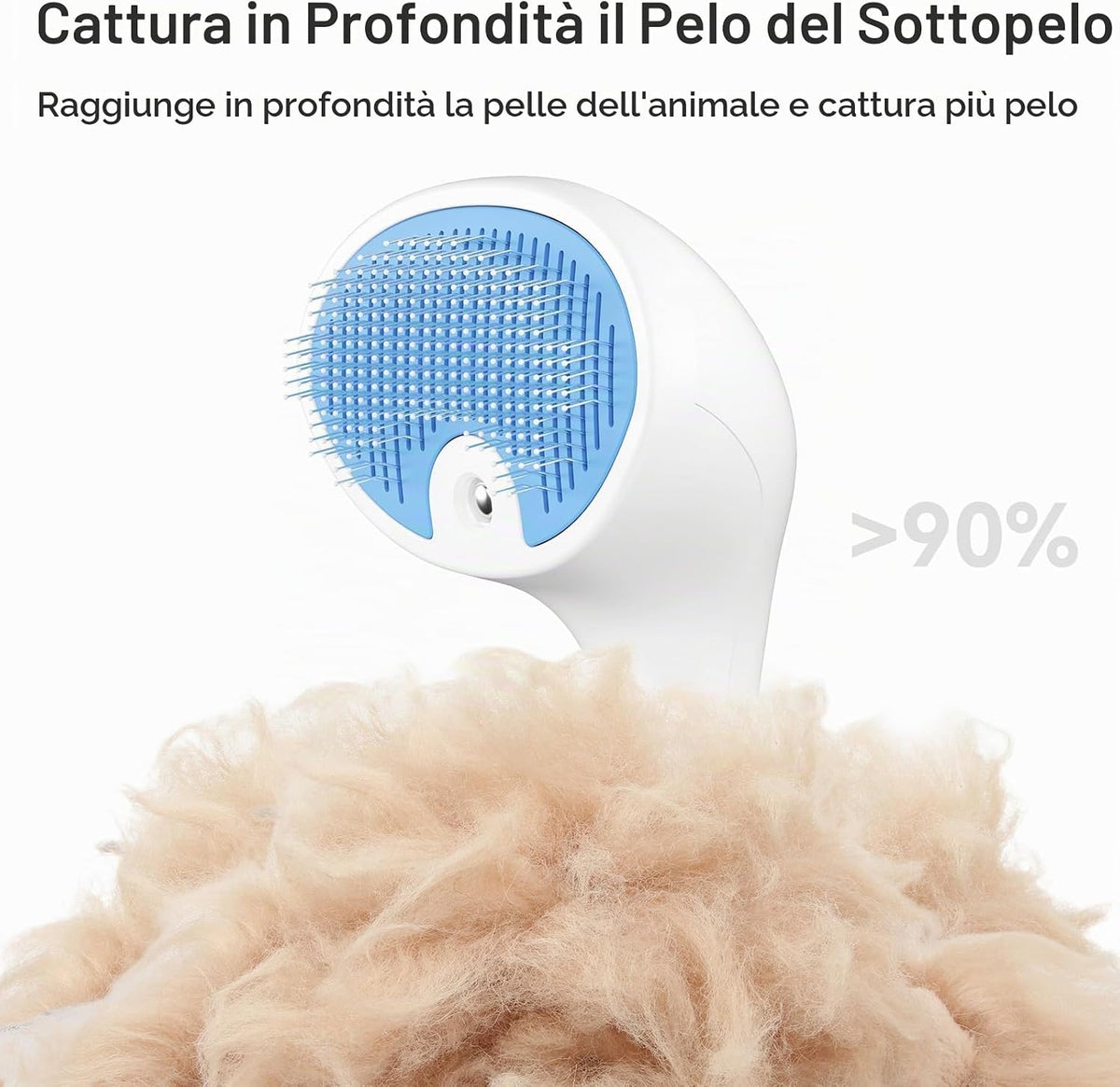 Spazzola a Vapore per Gatti E Cani Con Pulsante Di Rilascio, [Design Ultra-Silenzioso/Manico Ergonomico] Spazzola a Vapore Ricaricabile per Animali Domestici,Spazzola per Gatti, Cani Conigli