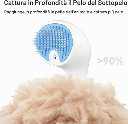 Spazzola a Vapore per Gatti E Cani Con Pulsante Di Rilascio, [Design Ultra-Silenzioso/Manico Ergonomico] Spazzola a Vapore Ricaricabile per Animali Domestici,Spazzola per Gatti, Cani Conigli