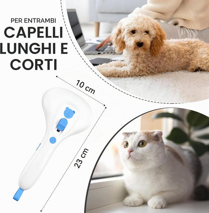 Spazzola a Vapore per Gatti E Cani Con Pulsante Di Rilascio, [Design Ultra-Silenzioso/Manico Ergonomico] Spazzola a Vapore Ricaricabile per Animali Domestici,Spazzola per Gatti, Cani Conigli